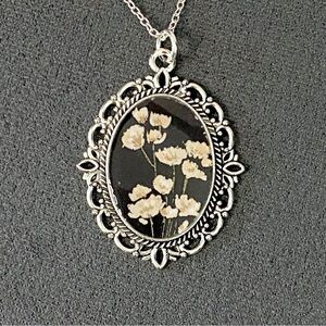 Floral Hand Poured Resin Necklace, Repurposed Jewelry, Resin Flower Necklace